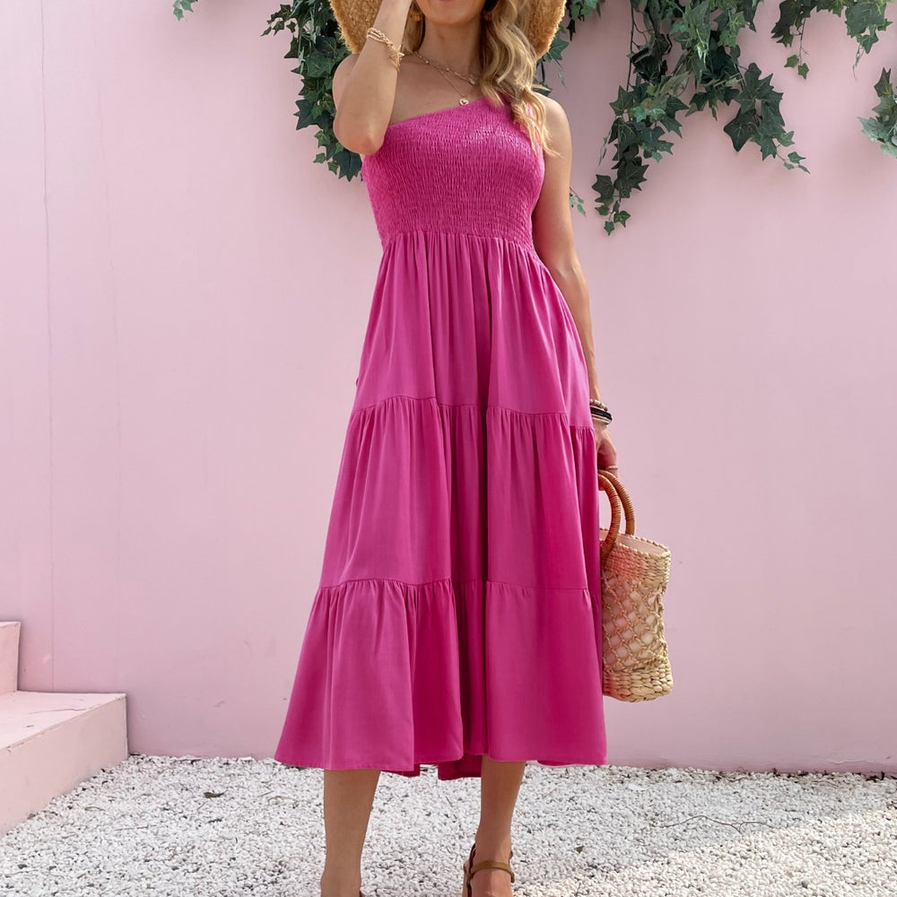 
                      
                        Smocked Single Shoulder Sleeveless Dress
                      
                    