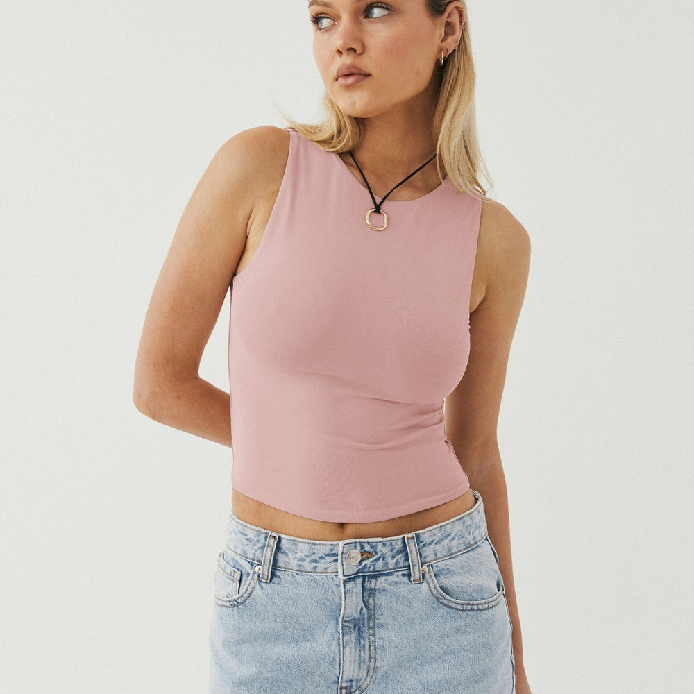 
                      
                        Round Neck Cropped Tank
                      
                    