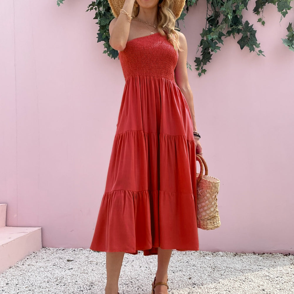 
                      
                        Smocked Single Shoulder Sleeveless Dress
                      
                    