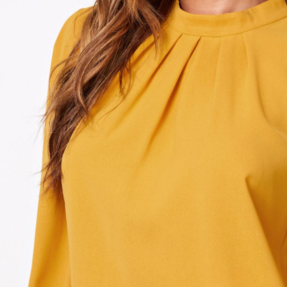 
                      
                        Mock Neck Lantern Sleeve Shirt
                      
                    