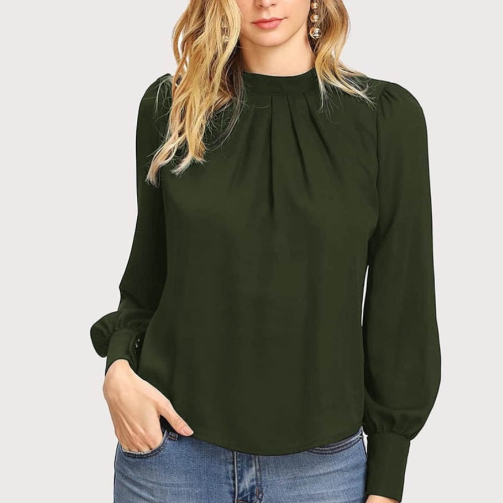 
                      
                        Mock Neck Lantern Sleeve Shirt
                      
                    