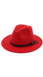 Casual Fedora Hats With Thin Belt | Red