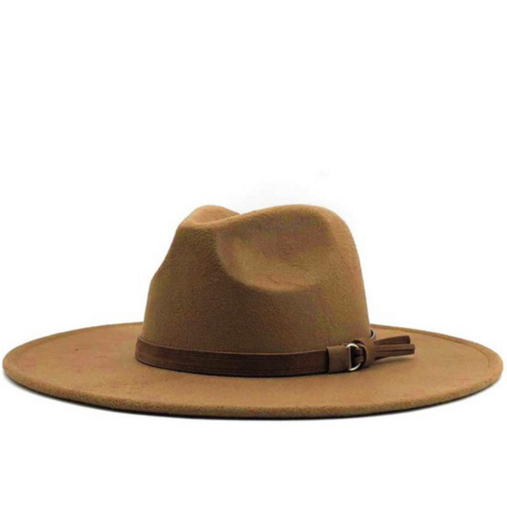 khaki brown fedora hat