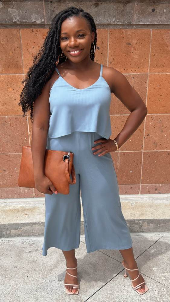 Blue Grey Double Layered Jumpsuit