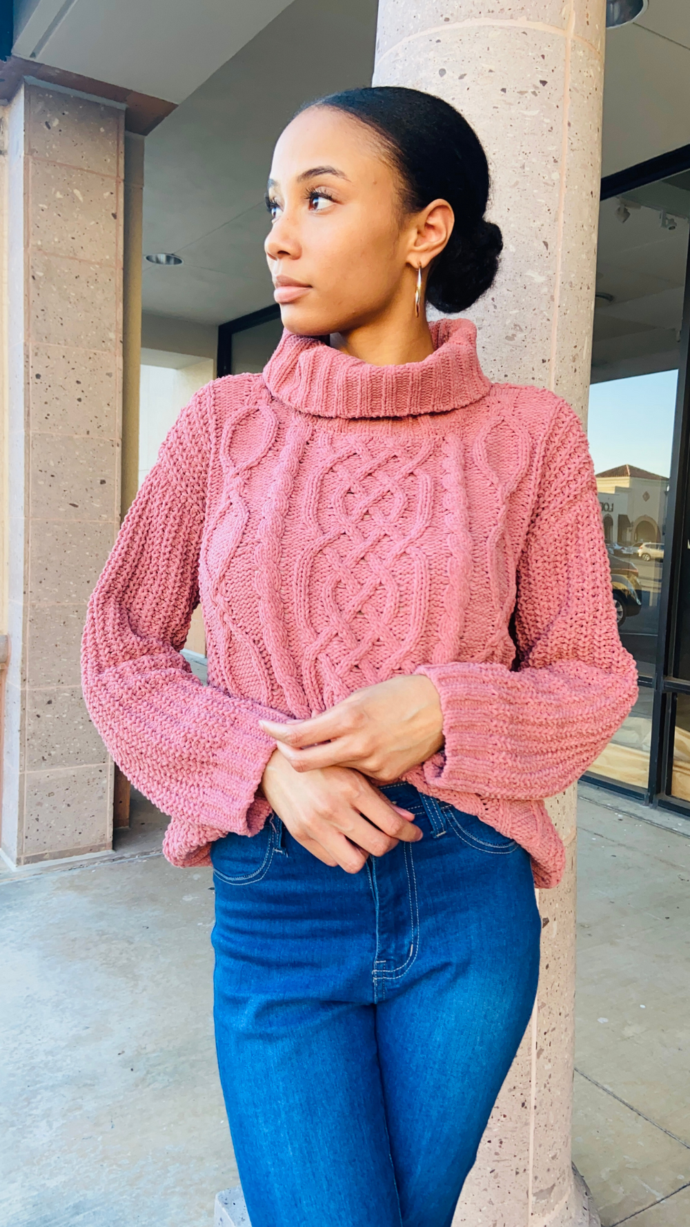 Chunky Knit Sweater (Mauve)