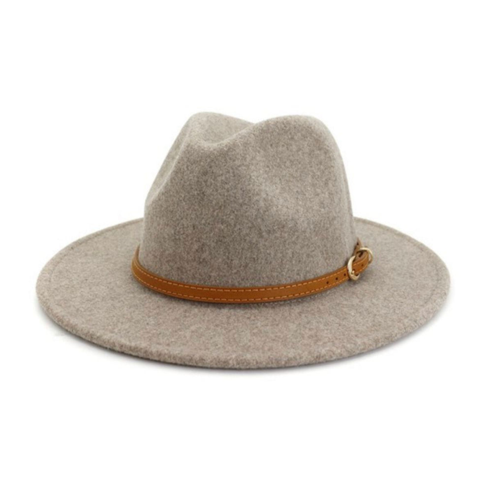 Light Khaki Felt Fedora Hat