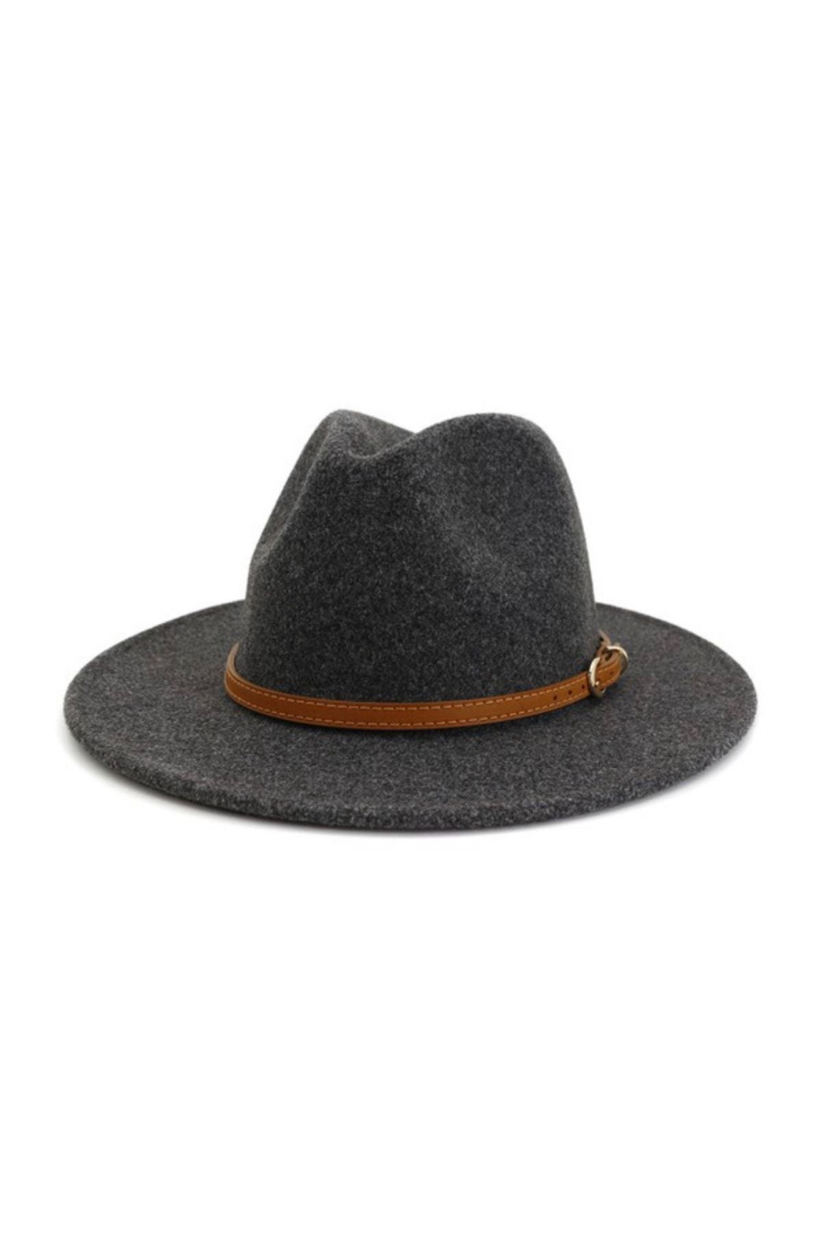 Dark Grey Felt Fedora Hat 