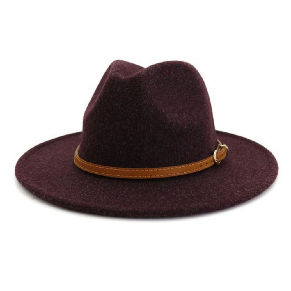 
                  
                    Burgundy Felt Fedora Hat 
                  
                