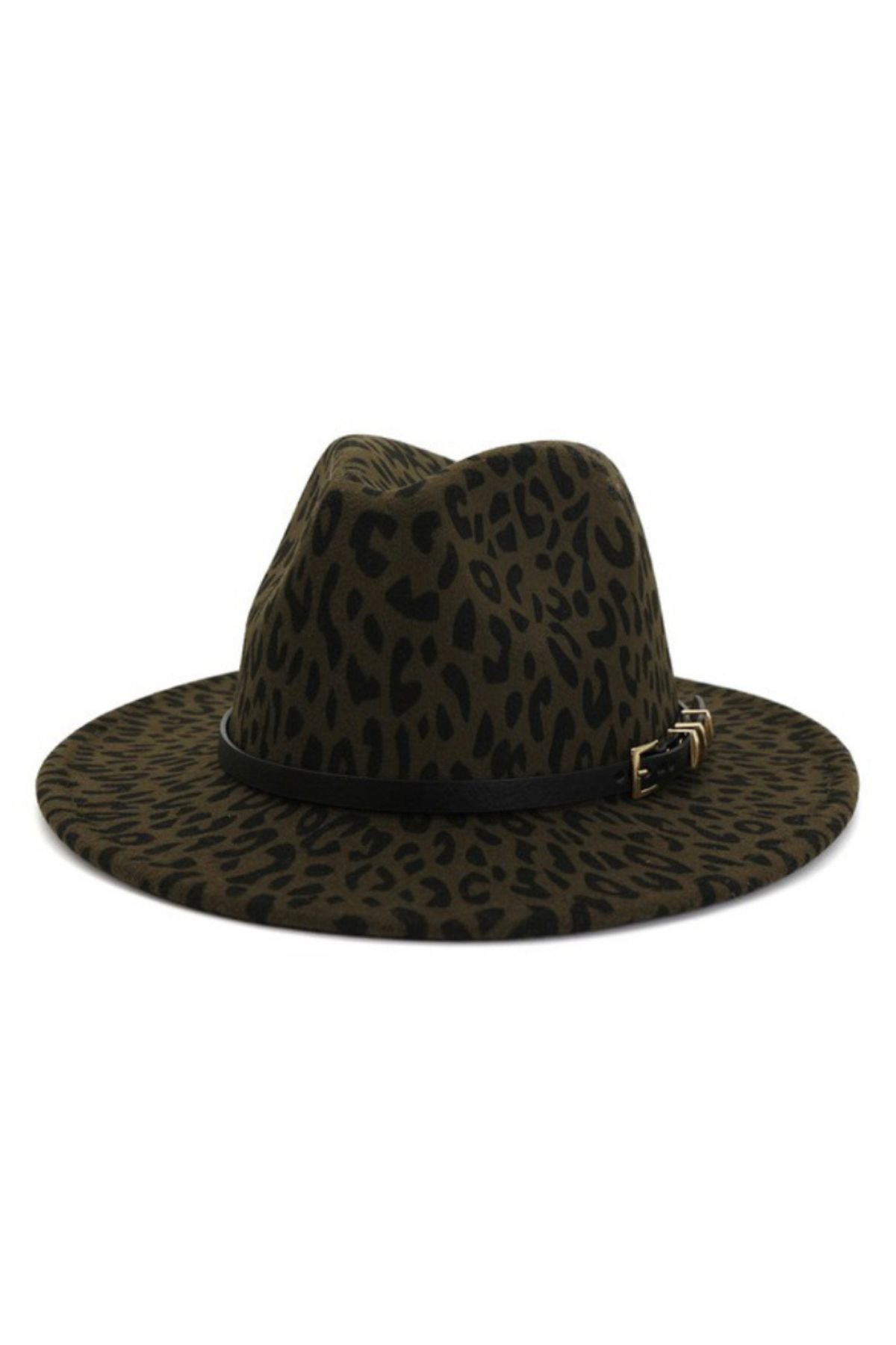 green leopard fedora hat