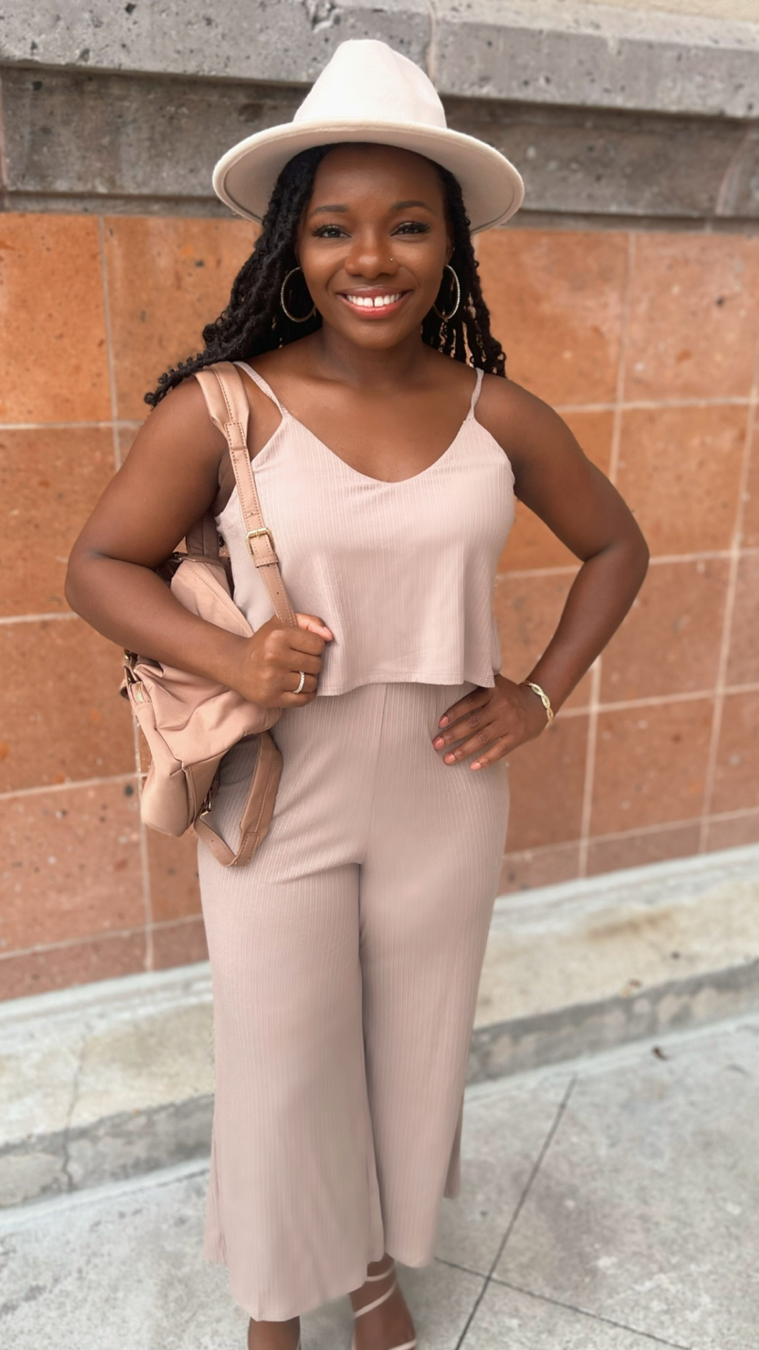 Beige Double Layered Jumpsuit