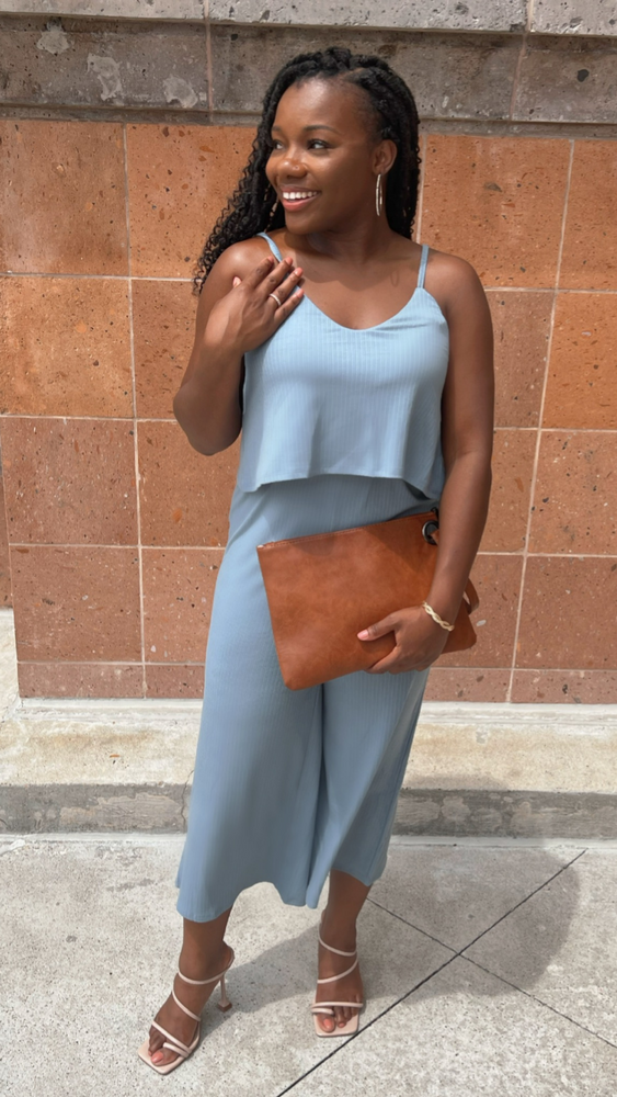 Blue Grey Double Layered Jumpsuit