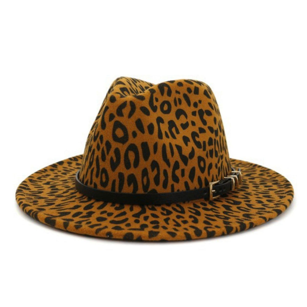 Champagne leopard fedora hat
