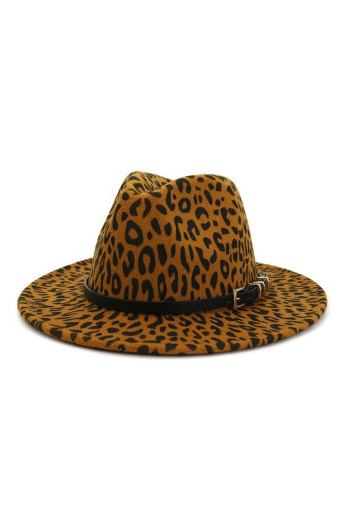 Champagne leopard fedora hat