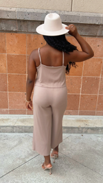 Beige Double Layered Jumpsuit