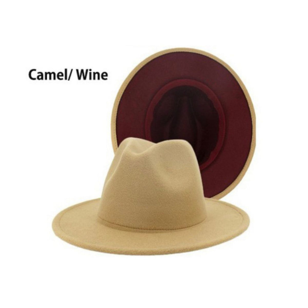 Camel and wine fedora hat