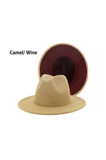 Camel and wine fedora hat