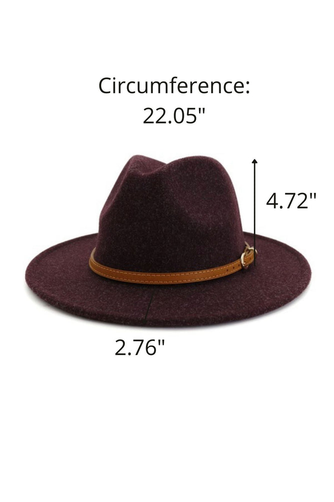 Felt Fedora Hat With Brown Leather Belt