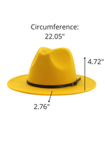 Casual Fedora Hats With Thin Belt | Yellow