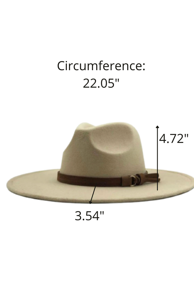 Wide Brim Fedora Hats With Brown Belt | Beige