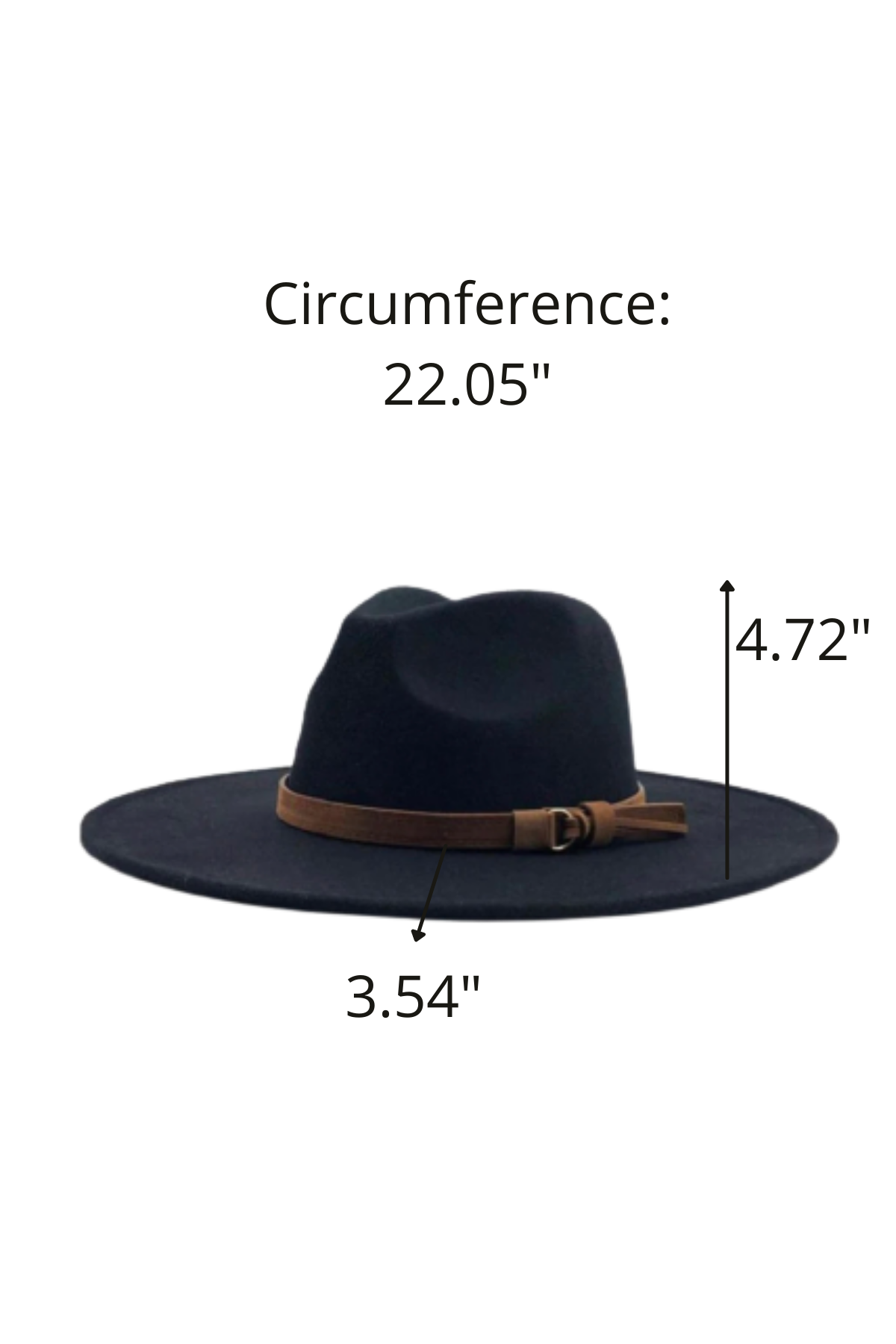 Wide Brim Fedora Hats With Brown Belt | Black