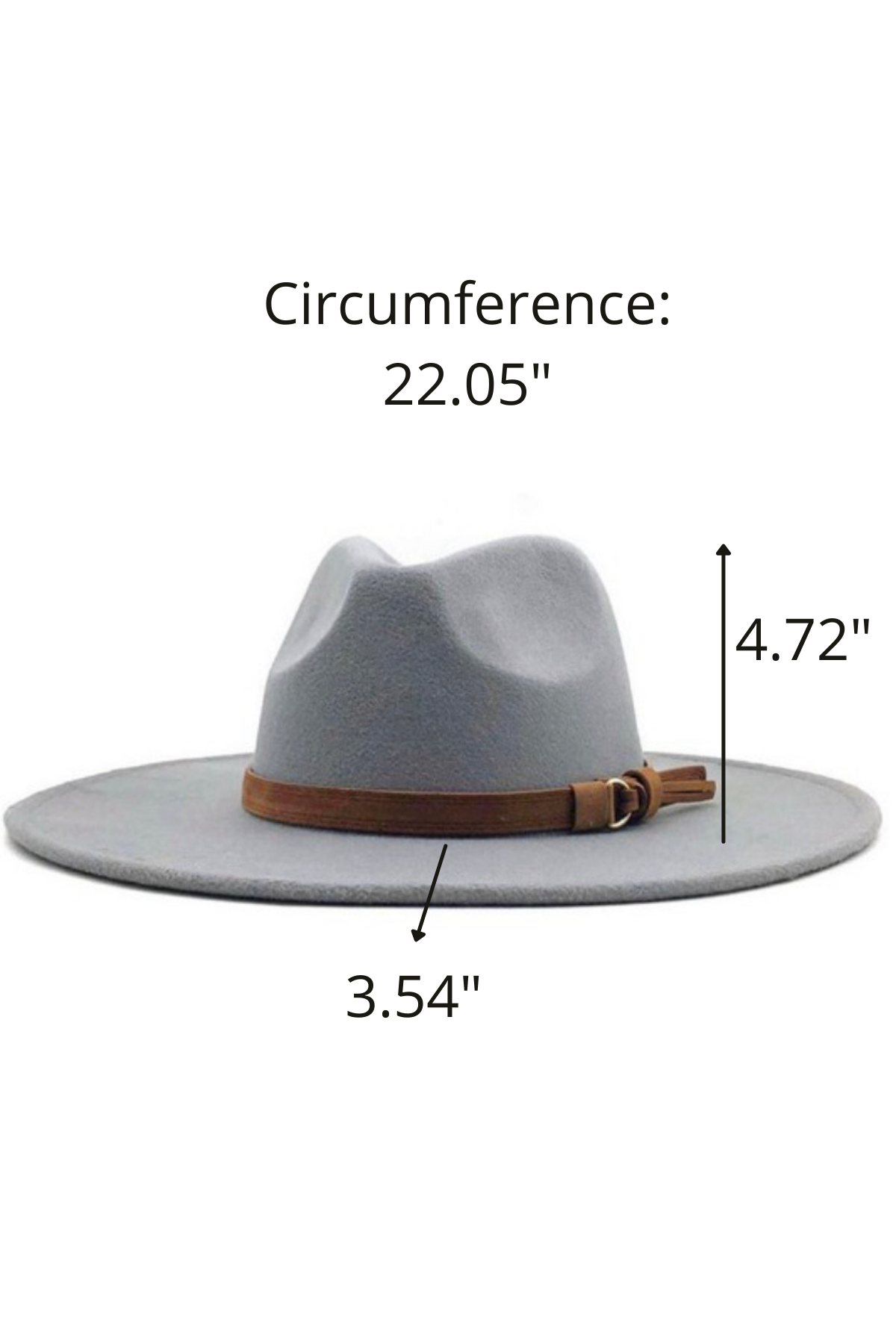 Wide Brim Fedora Hats With Brown Belt | Grey