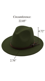 Casual Fedora Hats With Thin Belt | Army Green