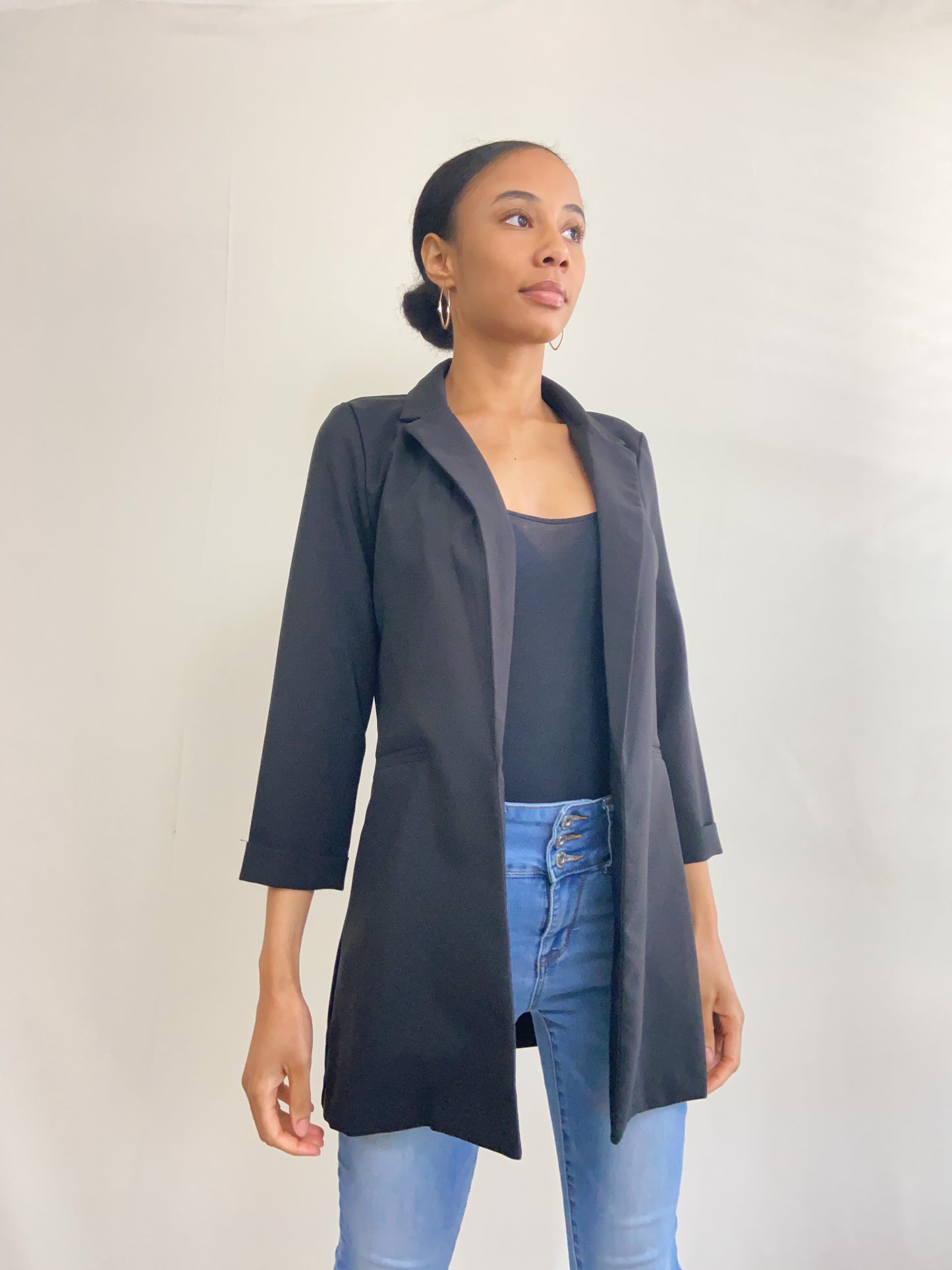 Classic Black Long Blazer