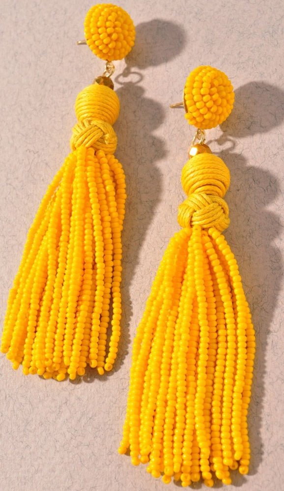 Beaded Tassel Earrings (Yellow) - Fabuluxe Boutique